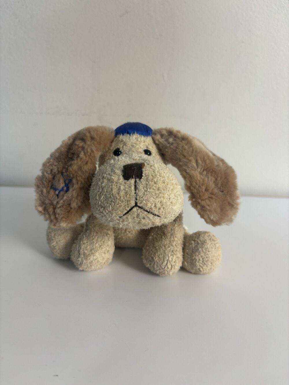 Vtg 90s Russ Berrie Luv Pets Chai Plush Dog Kippah Star of David Bean Bag 5”